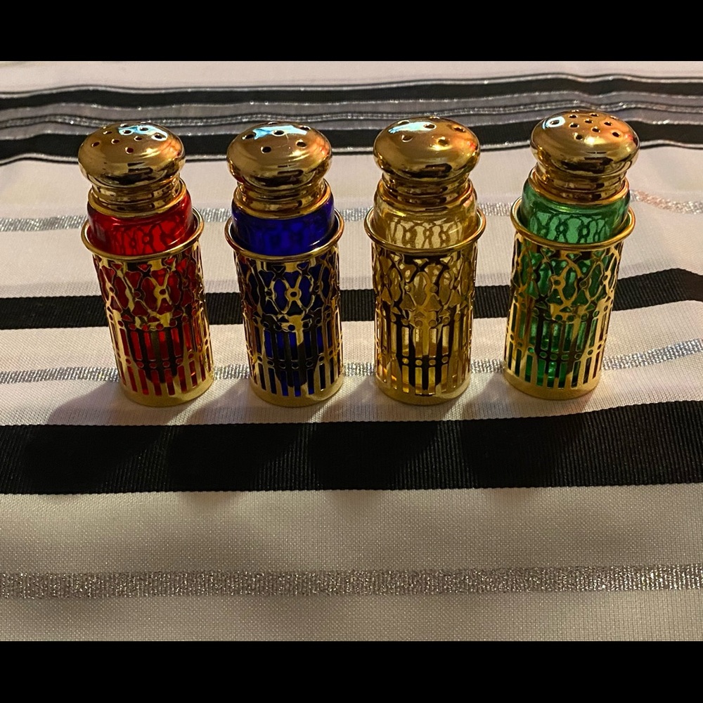 VINTAGE 24K GOLD & CRYSTAL SALT & PEPPER SHAKERS